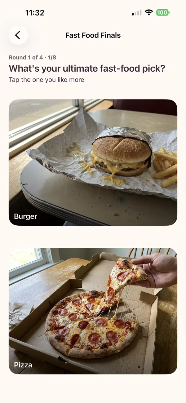 Photo Battle choosing a favorite fast food