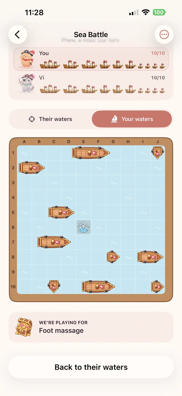 Sea Battle game played for a wish